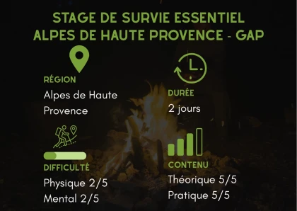 Stage de survie essentiel 2 jours Alpes de Hautes provence - Gap - app.name